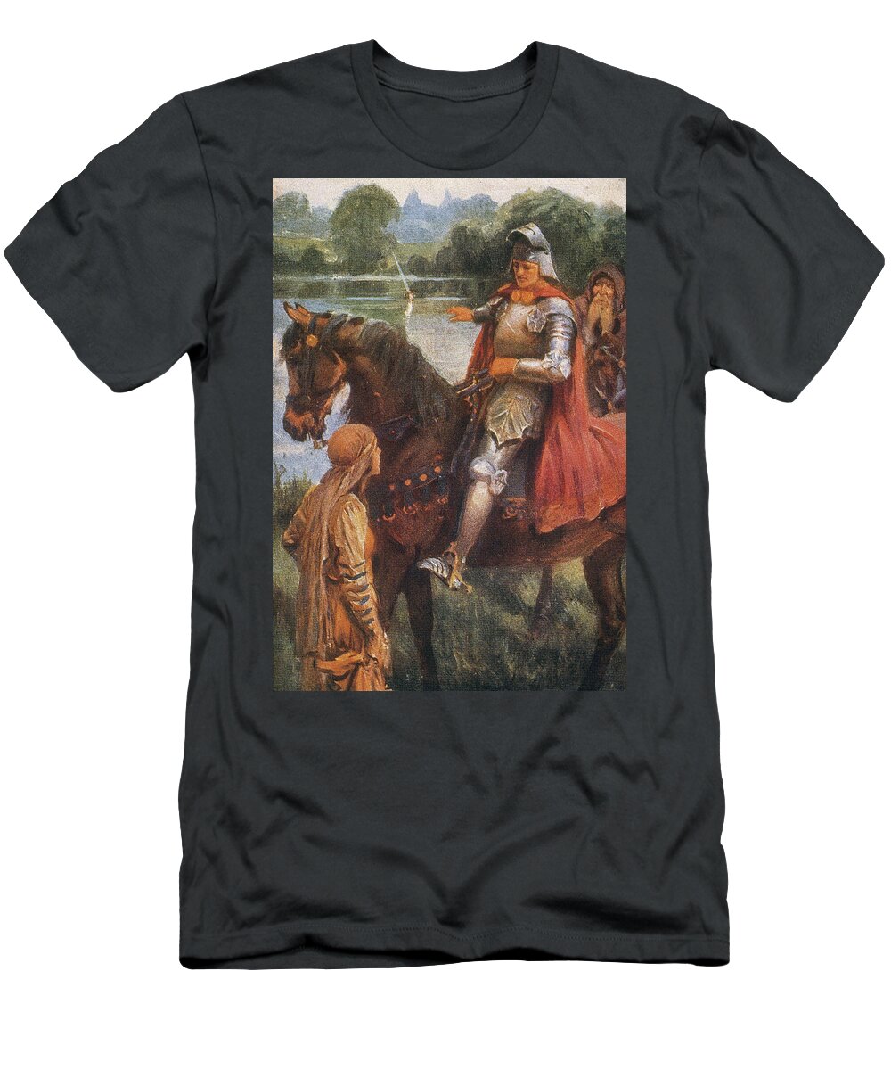 1923 T-Shirt featuring the drawing King Arthur & Excalibur by Granger