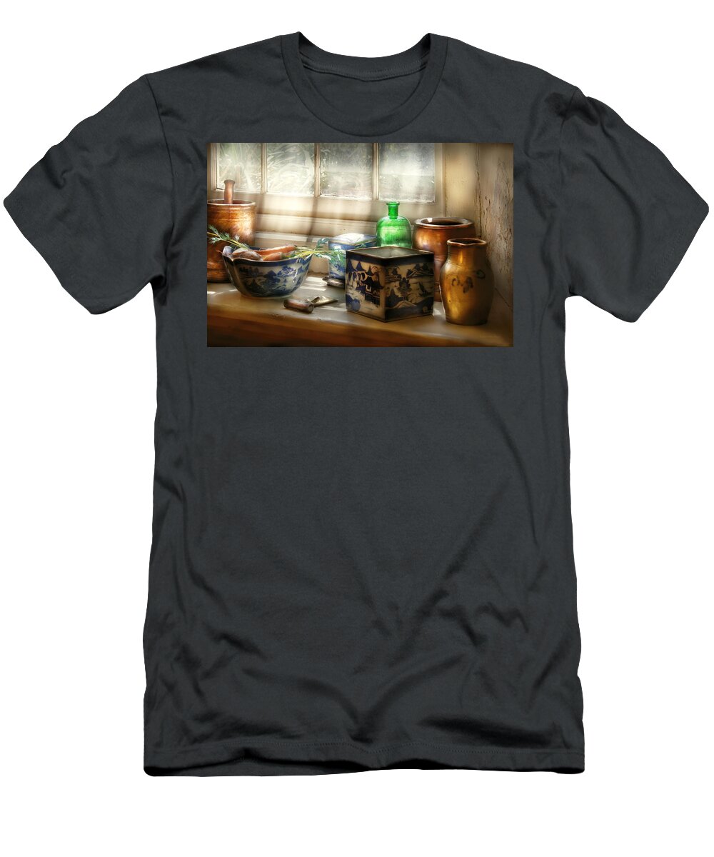 Chef T-Shirt featuring the photograph Kitchen - In a kitchen window by Mike Savad