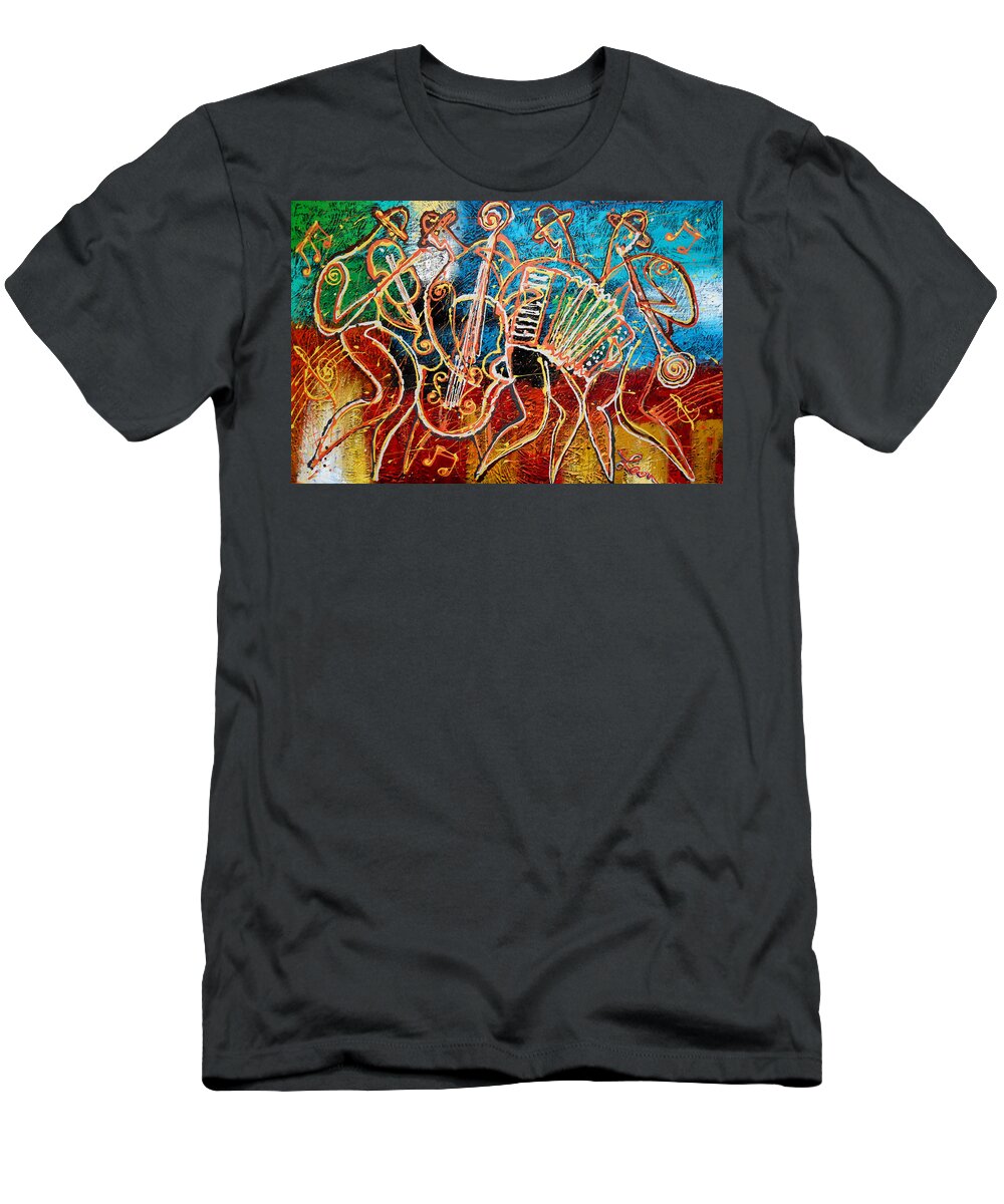 Jazz T-Shirt featuring the painting Klezmer Music Band by Leon Zernitsky