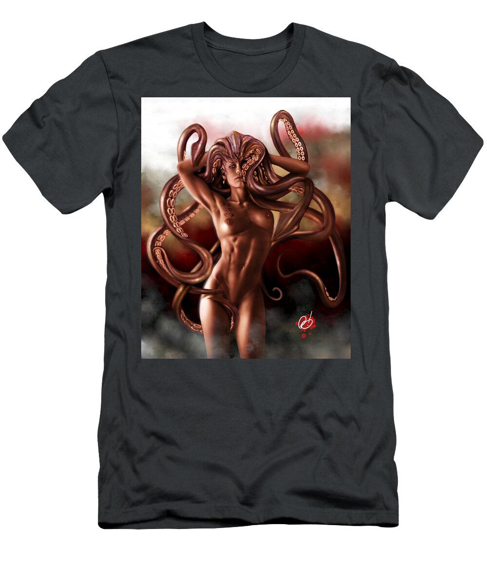  T-Shirt featuring the painting Kraken by Pete Tapang