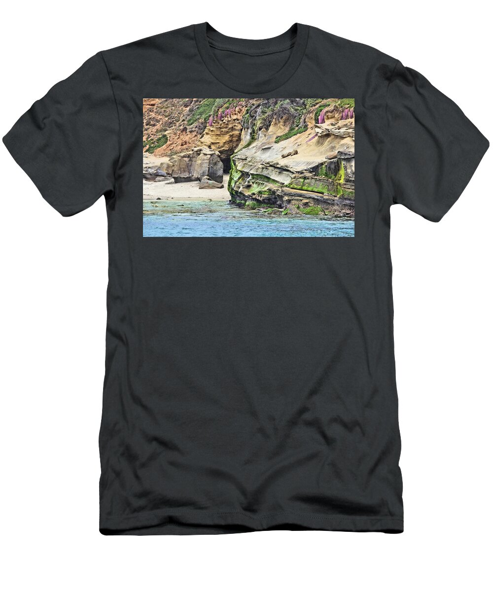 Cliffs T-Shirt featuring the photograph La Jolla Cliffs by Jane Girardot