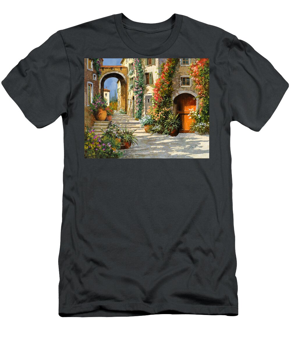 Landscape T-Shirt featuring the painting La Porta Rossa Sulla Salita by Guido Borelli
