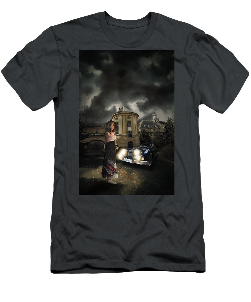 Car T-Shirt featuring the digital art Lady of the night by Nathan Wright