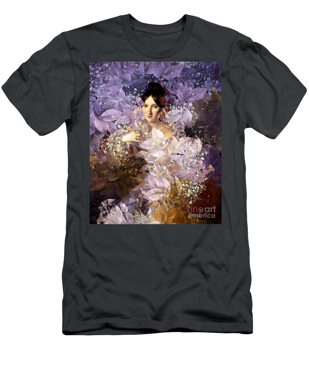 Woman T-Shirt featuring the digital art Laila - Des Femmes et des Fleurs by Aimelle Ml