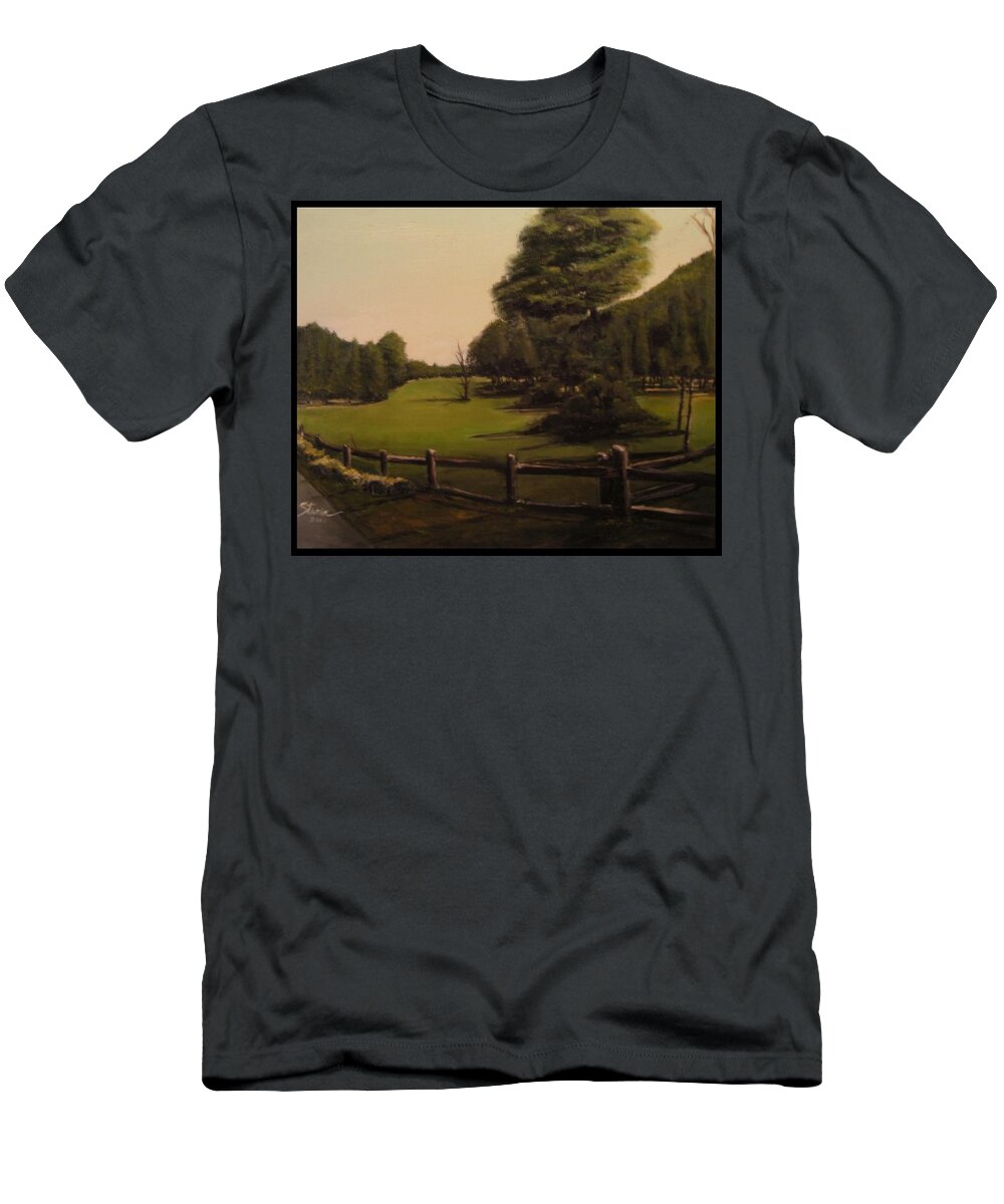 Fineartamerica.com T-Shirt featuring the painting Landscape of Duxbury Golf Course - Image of Original Oil Painting by Diane Strain