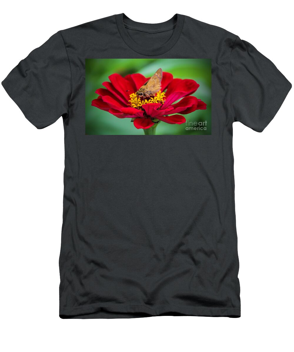 Red Zinnia Flower T-Shirt featuring the photograph Lasting Affection by Elizabeth Winter