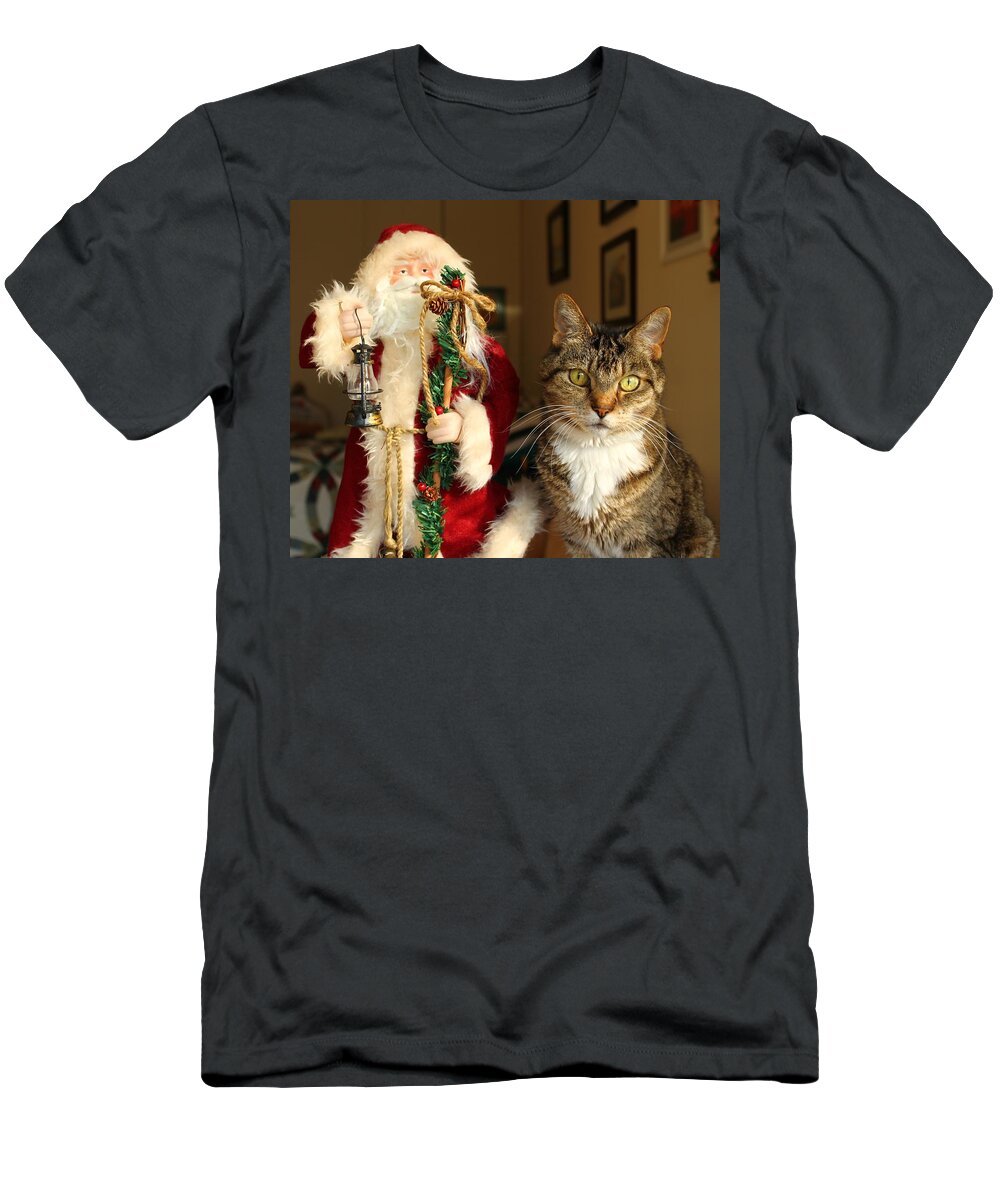 Santa T-Shirt featuring the photograph LB and his friend by Catie Canetti