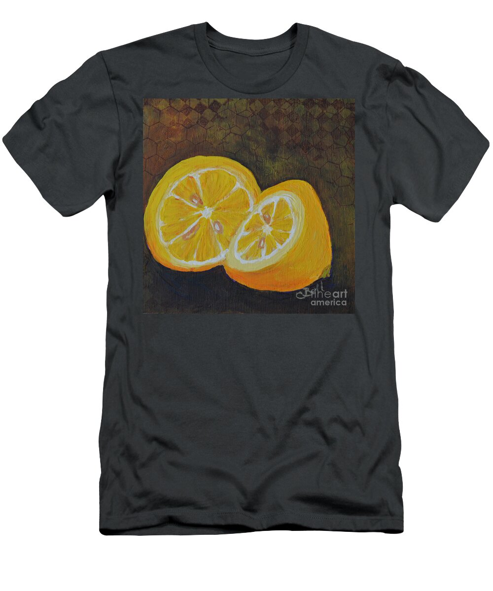 Lemons T-Shirt featuring the painting Lemon Love by Claire Bull