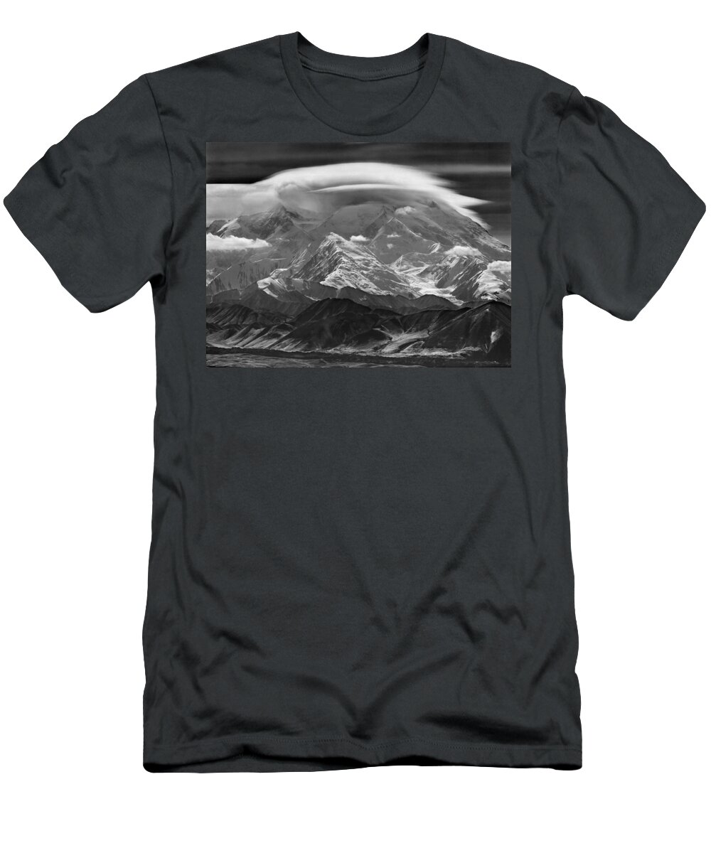 Telephoto T-Shirt featuring the photograph 101366-Lenticular Cloudcap over Mt. Mckinley by Ed Cooper Photography