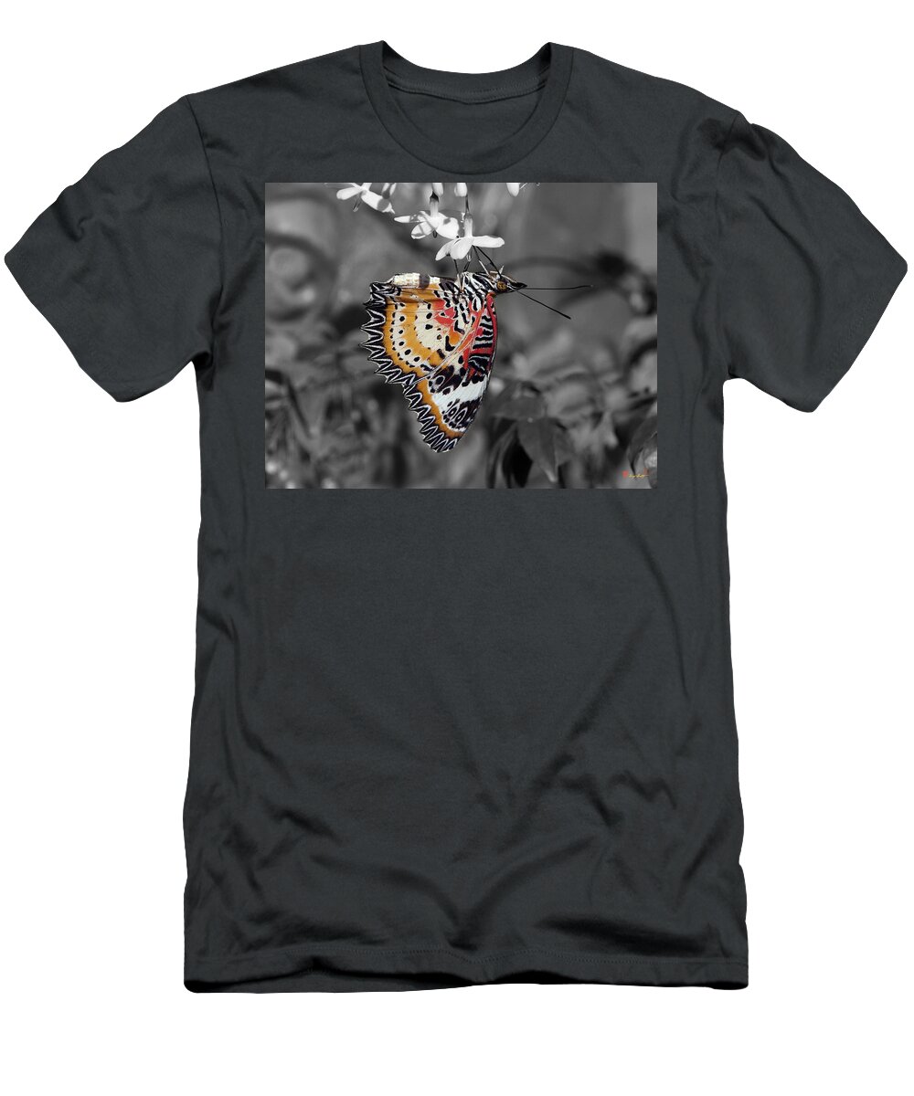 Scenic T-Shirt featuring the photograph Leopard Lacewing Butterfly DTHU619BW by Gerry Gantt