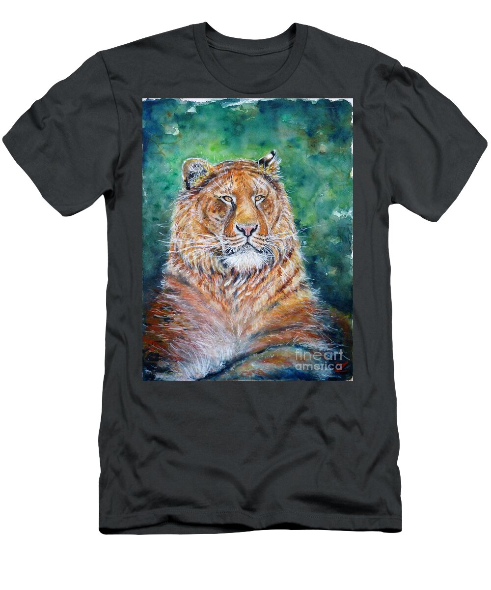 Liger T-Shirt featuring the painting Liger by Zaira Dzhaubaeva
