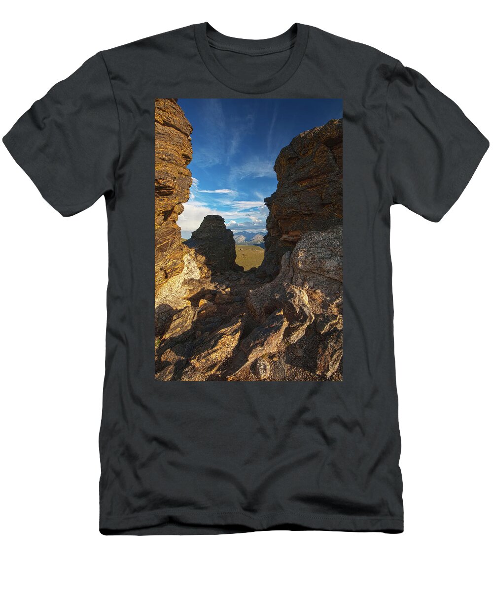 Blue Sky T-Shirt featuring the photograph Light And Shadows At Rock Cut Formation by Carl Johnson