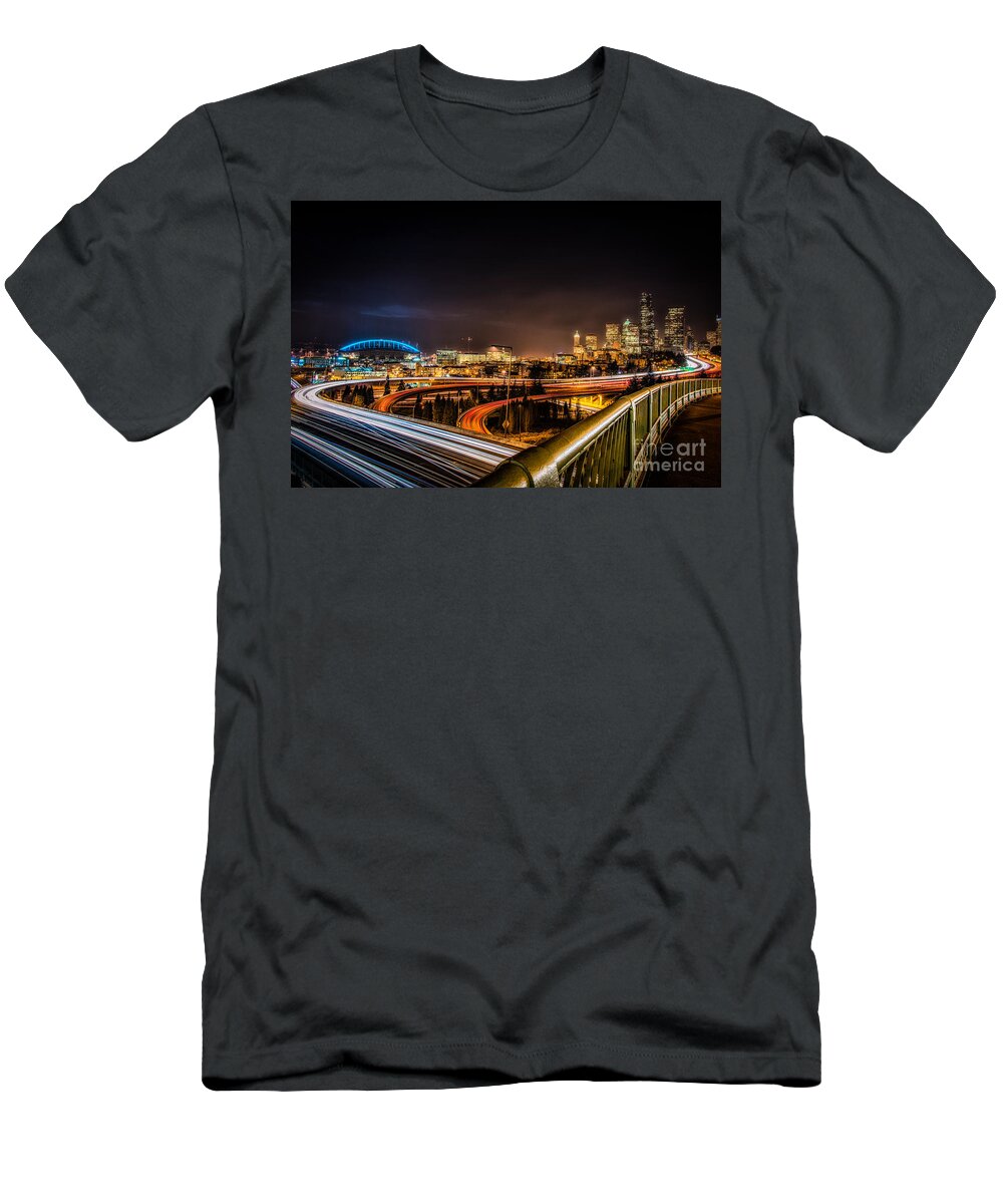 Seattle T-Shirt featuring the photograph Light Travel by Jennifer Magallon