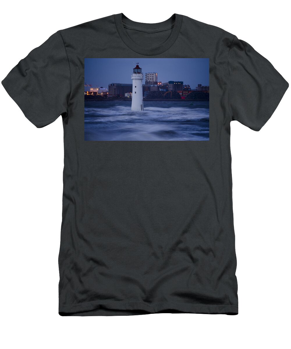 Lighthouse T-Shirt featuring the photograph Lighthouse in the Storm by Spikey Mouse Photography