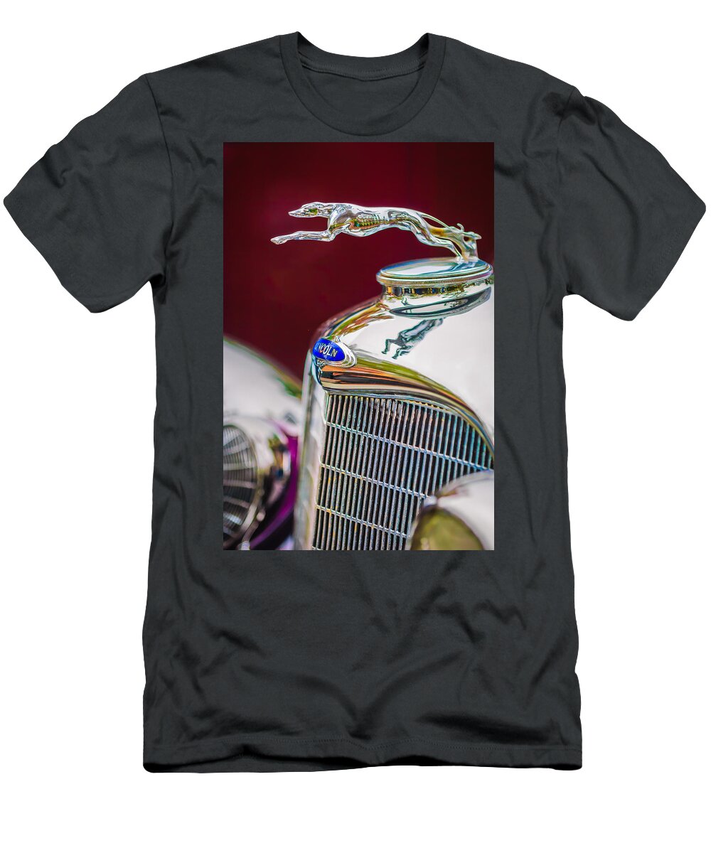 Lincoln Hood Ornament T-Shirt featuring the photograph Lincoln Hood Ornament - Grille Emblem -1187c by Jill Reger