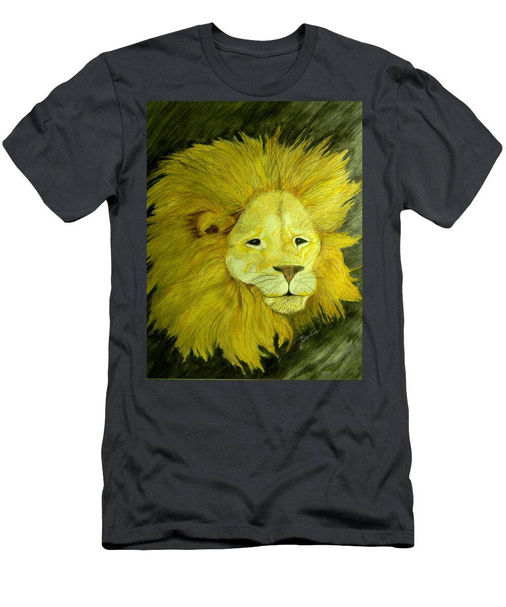 Lion T-Shirt featuring the painting Lion by Bertie Edwards