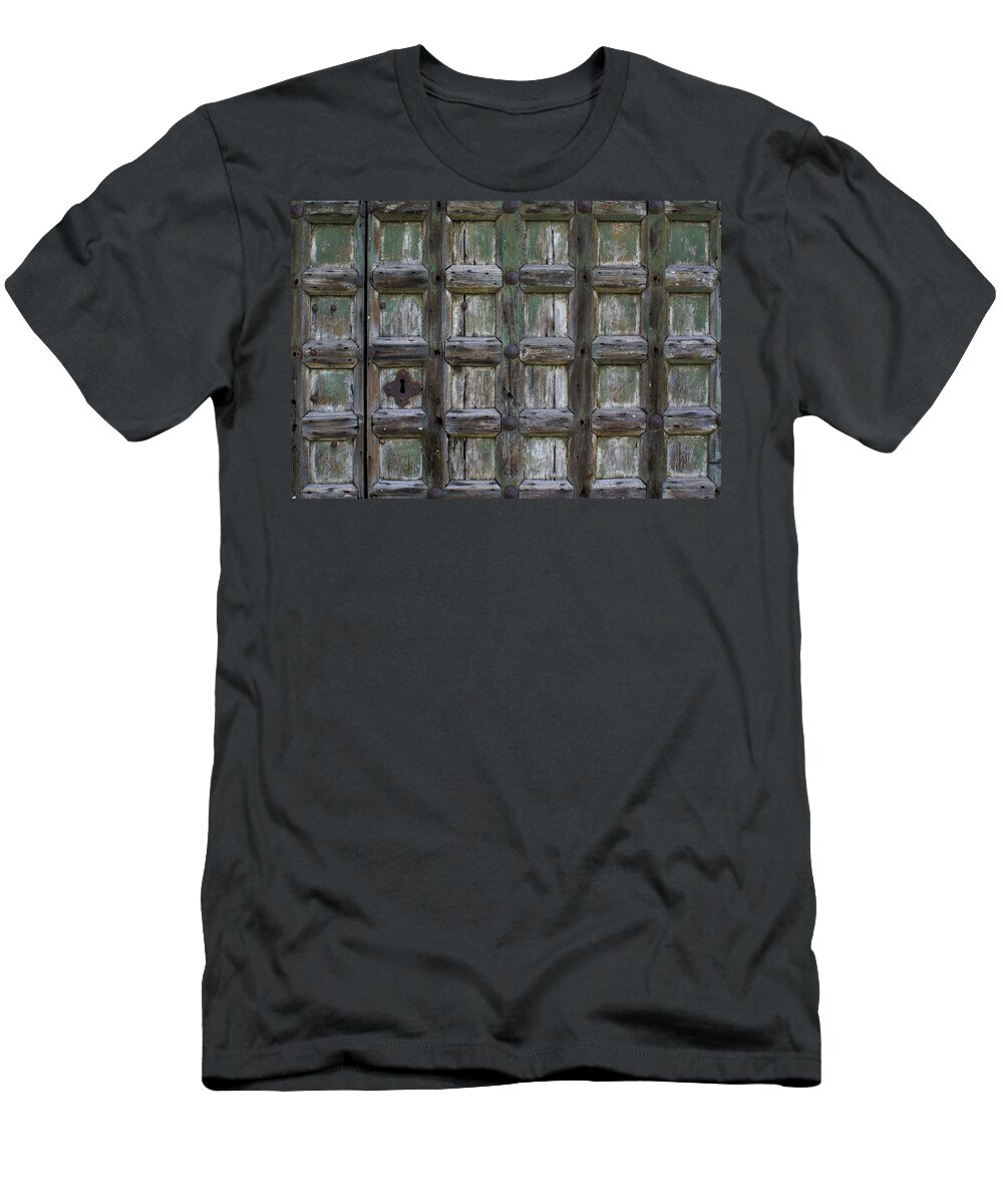 Door T-Shirt featuring the digital art Locked door by Ron Harpham