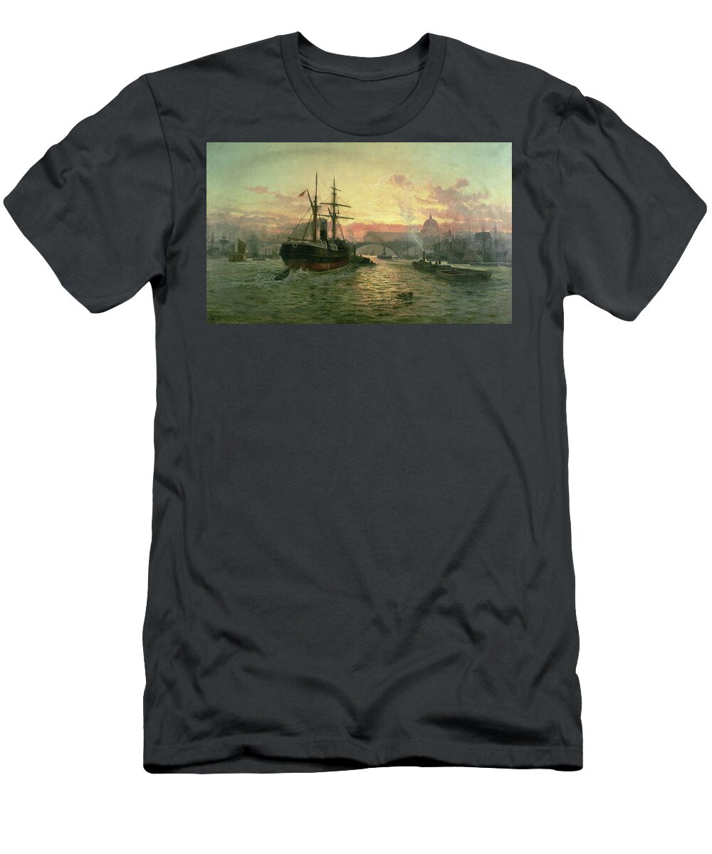 River Thames T-Shirt featuring the painting London Bridge by Charles John de Lacy
