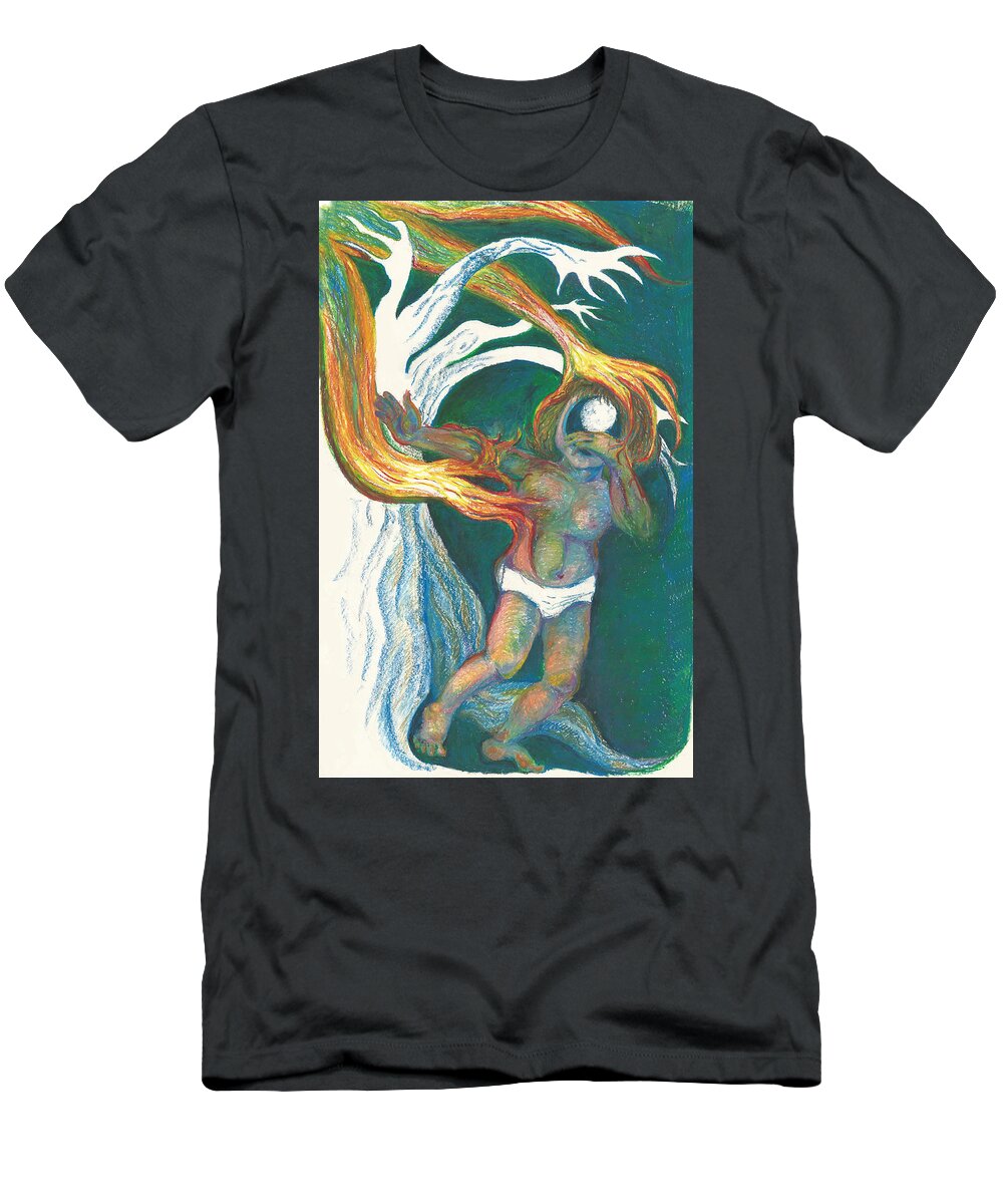Loneliness T-Shirt featuring the painting Loneliness and Fear by Melinda Dare Benfield