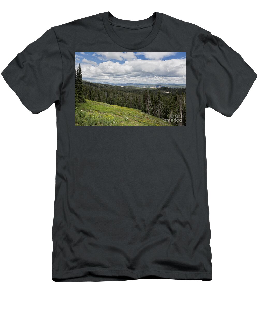 Yellowstone T-Shirt featuring the photograph Looking to the Canyon - Yellowstone by Belinda Greb