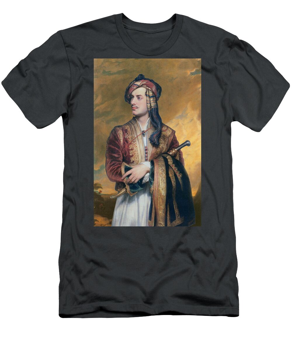 Thomas Phillips T-Shirt featuring the painting Lord Byron in Albanian Dress by Thomas Phillips