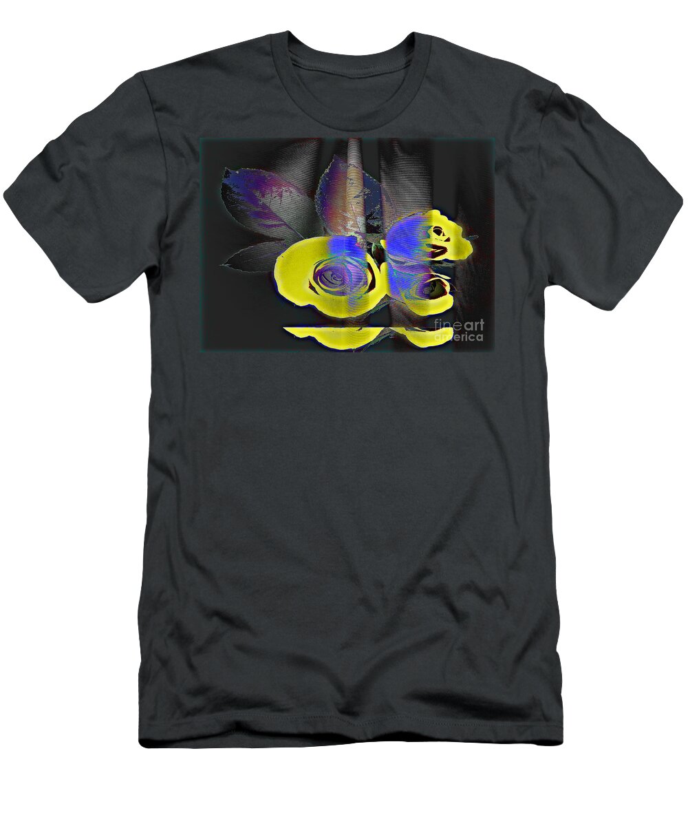 Yellow Rose Image T-Shirt featuring the digital art Lovely II by Yael VanGruber