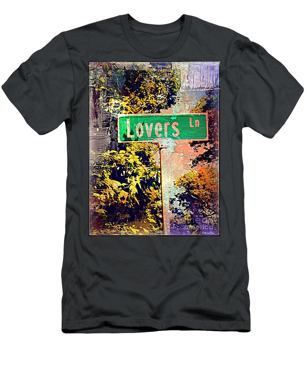 Lovers T-Shirt featuring the mixed media Lovers Lane by Beth Saffer