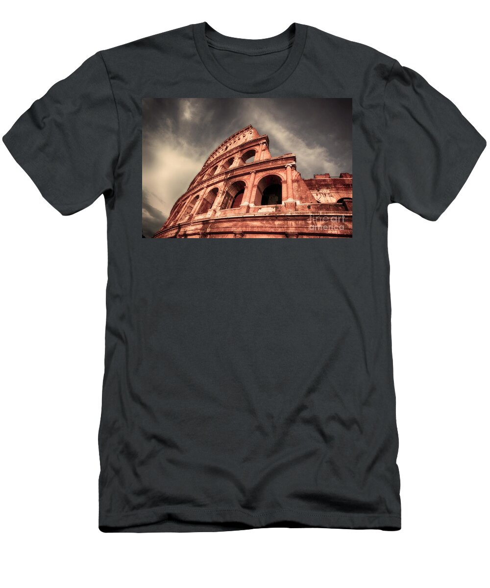 Rome T-Shirt featuring the photograph Low angle view of the roman Colosseum by Stefano Senise
