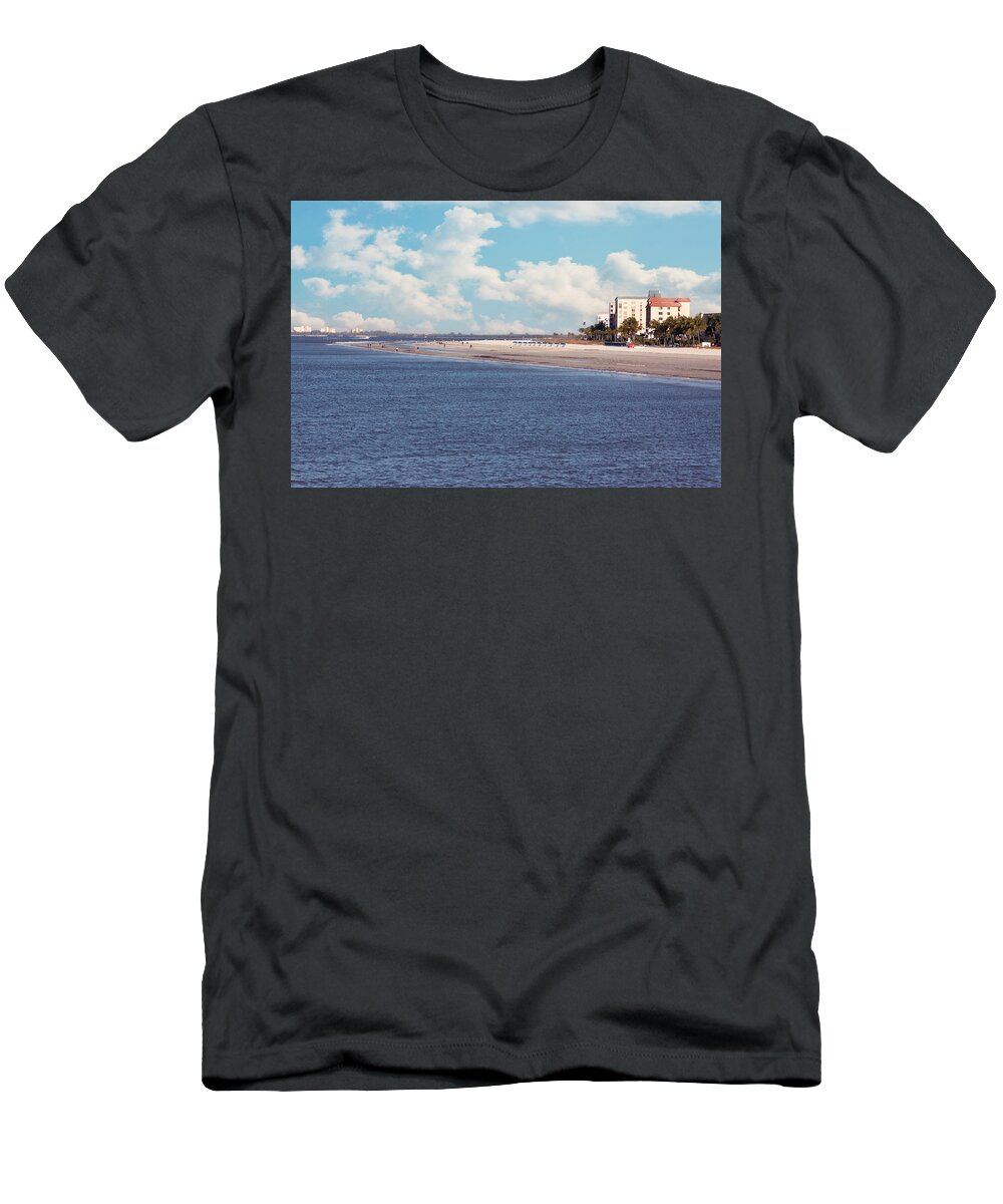 Pier T-Shirt featuring the photograph Low Tide - Fort Myers Beach by Kim Hojnacki