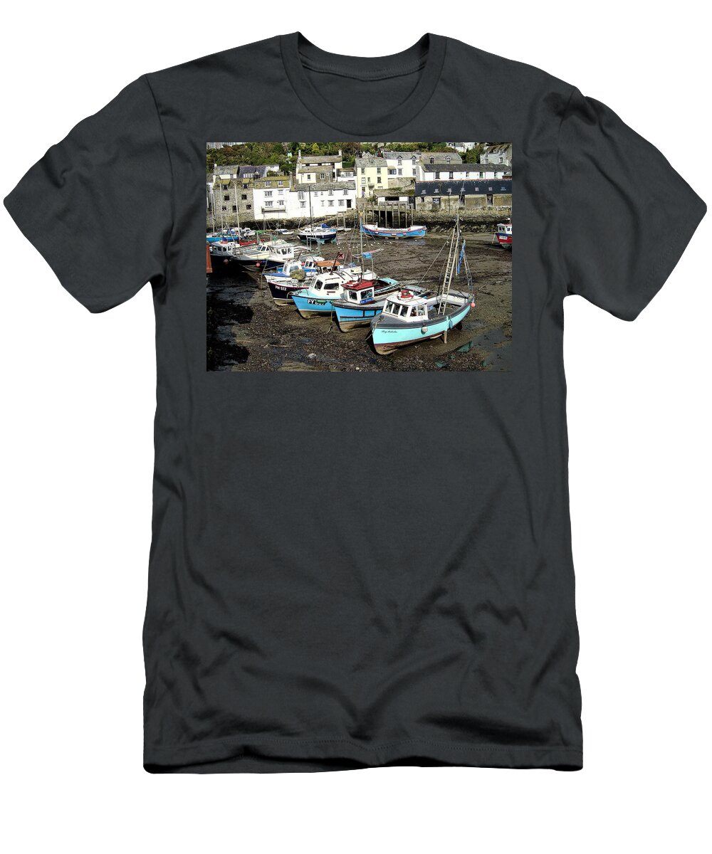 Polperro Harbour T-Shirt featuring the photograph Low Tide by Phyllis Taylor