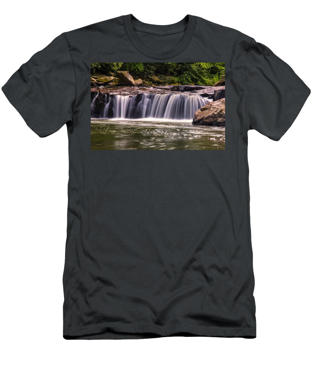 Waterfall T-Shirt featuring the photograph Lower Swallow falls center section by Flees Photos