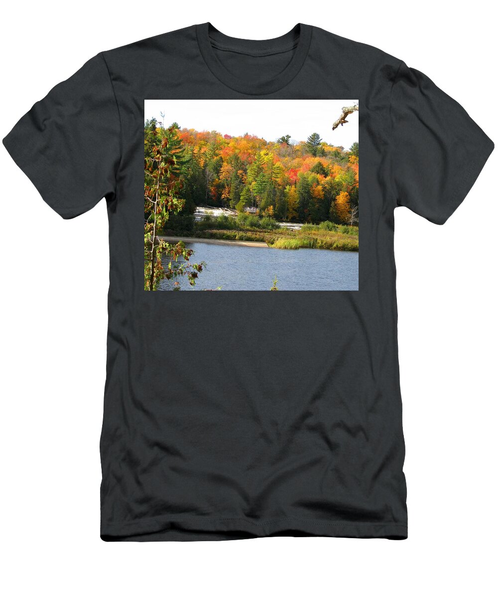 Waterfalls T-Shirt featuring the photograph Lower Tahquamenon Falls in October No 2 by Keith Stokes