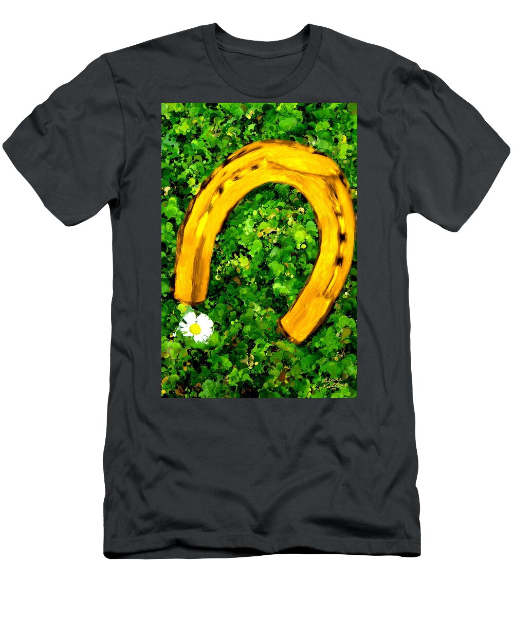 Horse T-Shirt featuring the painting Lucky Wedding Horse Shoe by Bruce Nutting