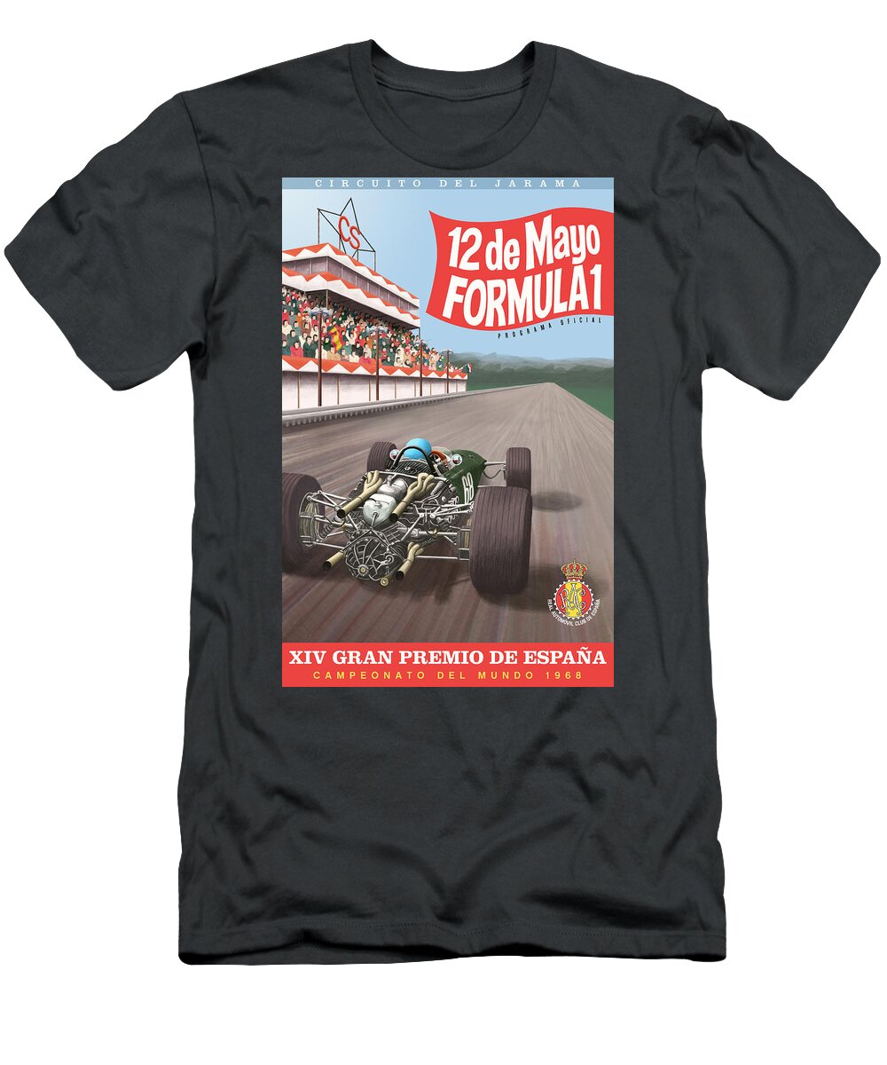 Madrid T-Shirt featuring the digital art Madrid Grand Prix 1968 by Georgia Fowler