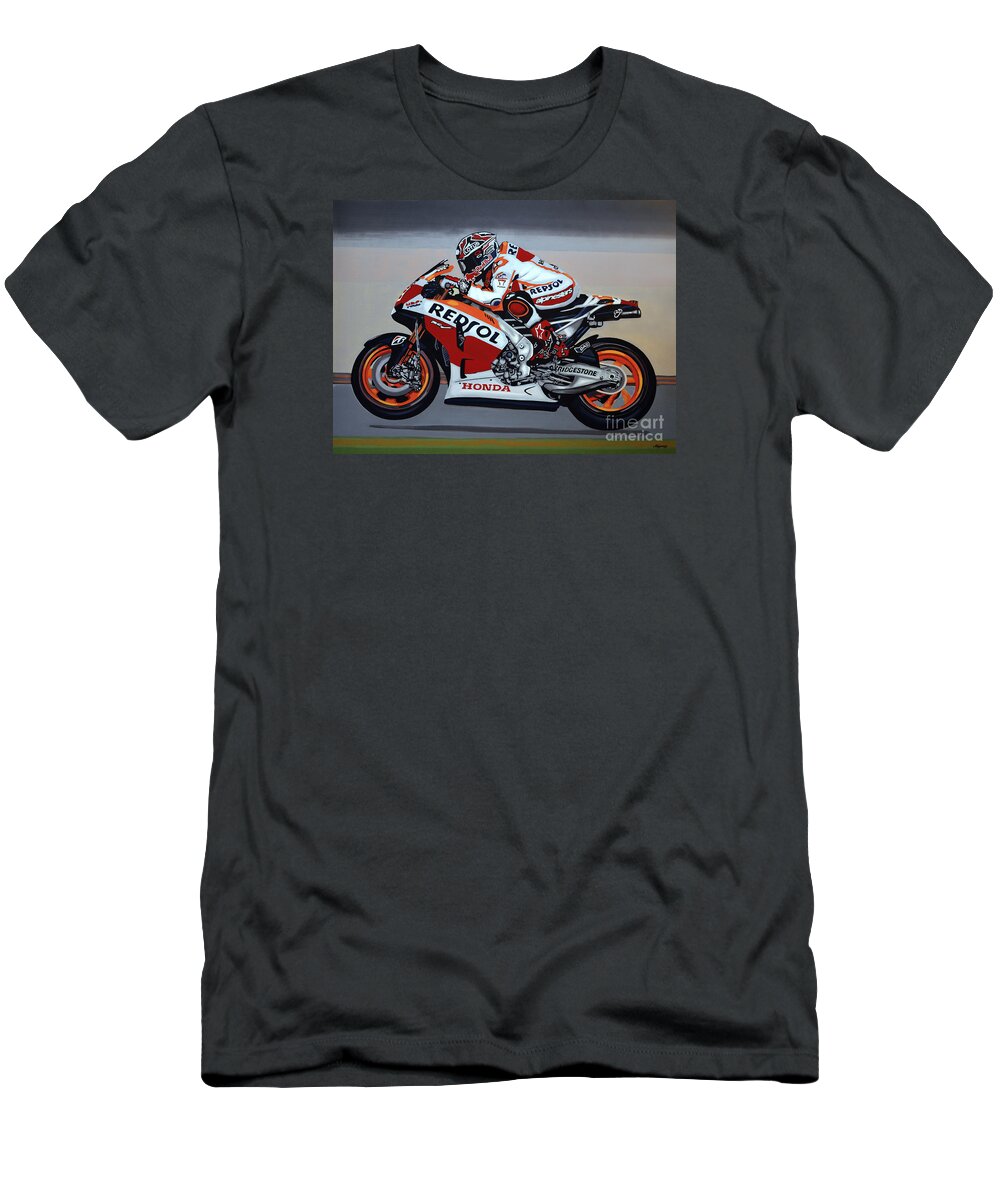 Marc Marquez T-Shirt featuring the painting Marc Marquez by Paul Meijering