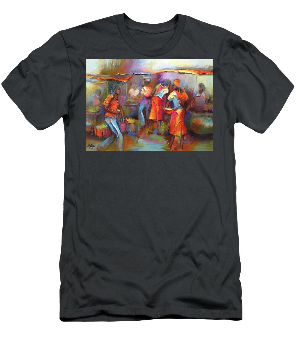 Abstract T-Shirt featuring the painting Market Day by Cynthia McLean