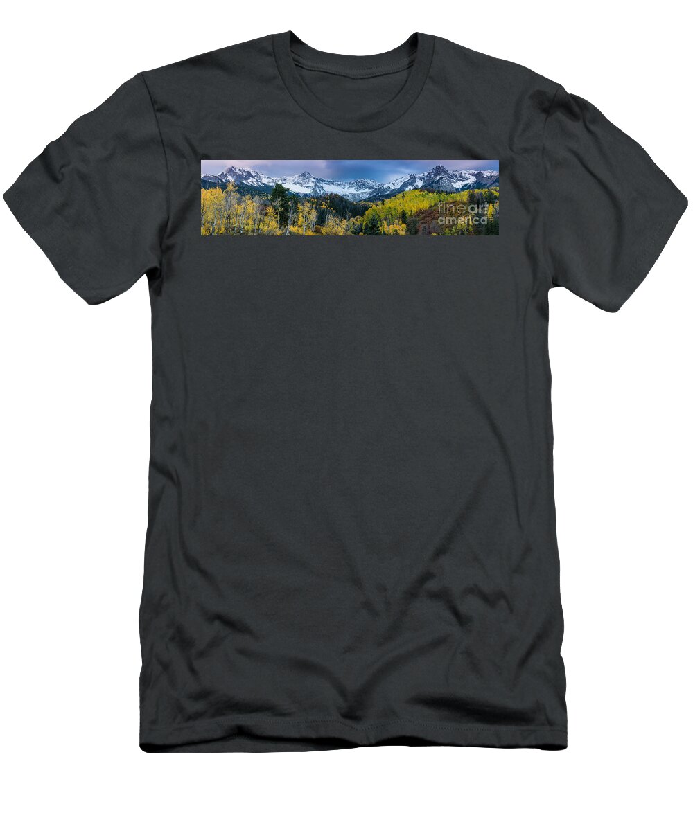 Fall T-Shirt featuring the photograph Mears Peak and Sneffels Range in Fall - Colorado by Gary Whitton