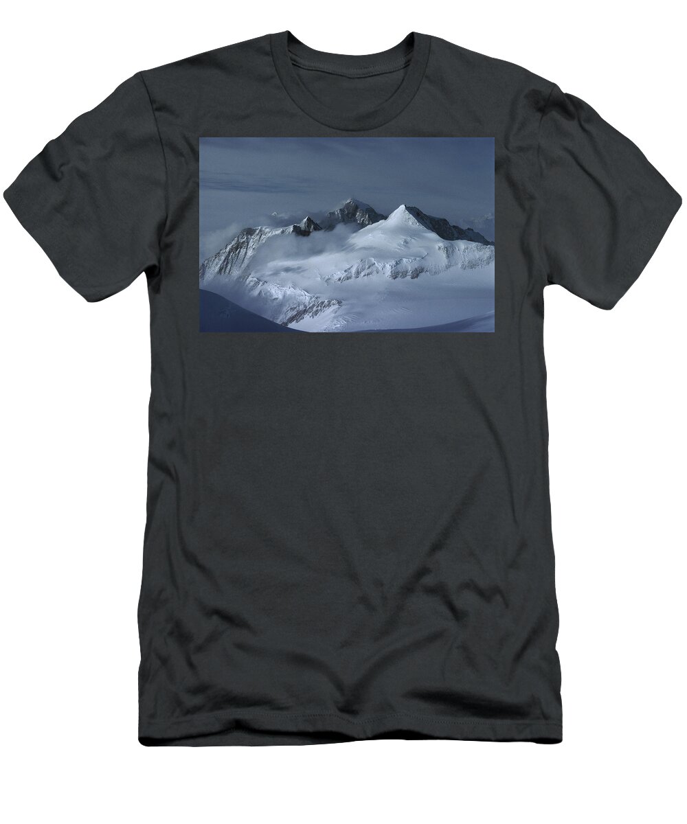 Feb0514 T-Shirt featuring the photograph Midnigh Tview From Vinson Massif by Colin Monteath