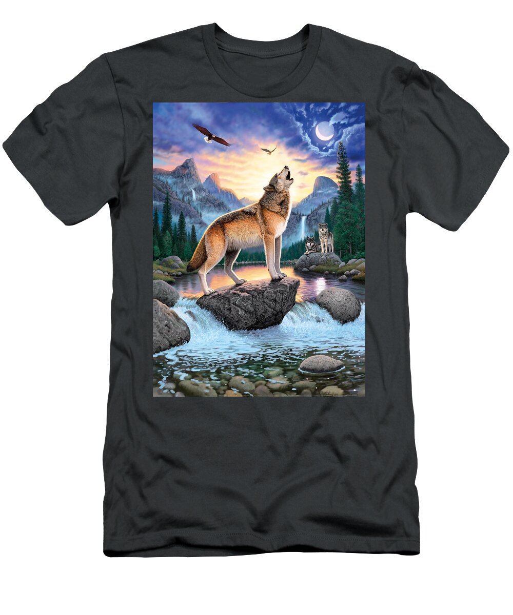 Wolf T-Shirt featuring the photograph Midnight Call by MGL Meiklejohn Graphics Licensing