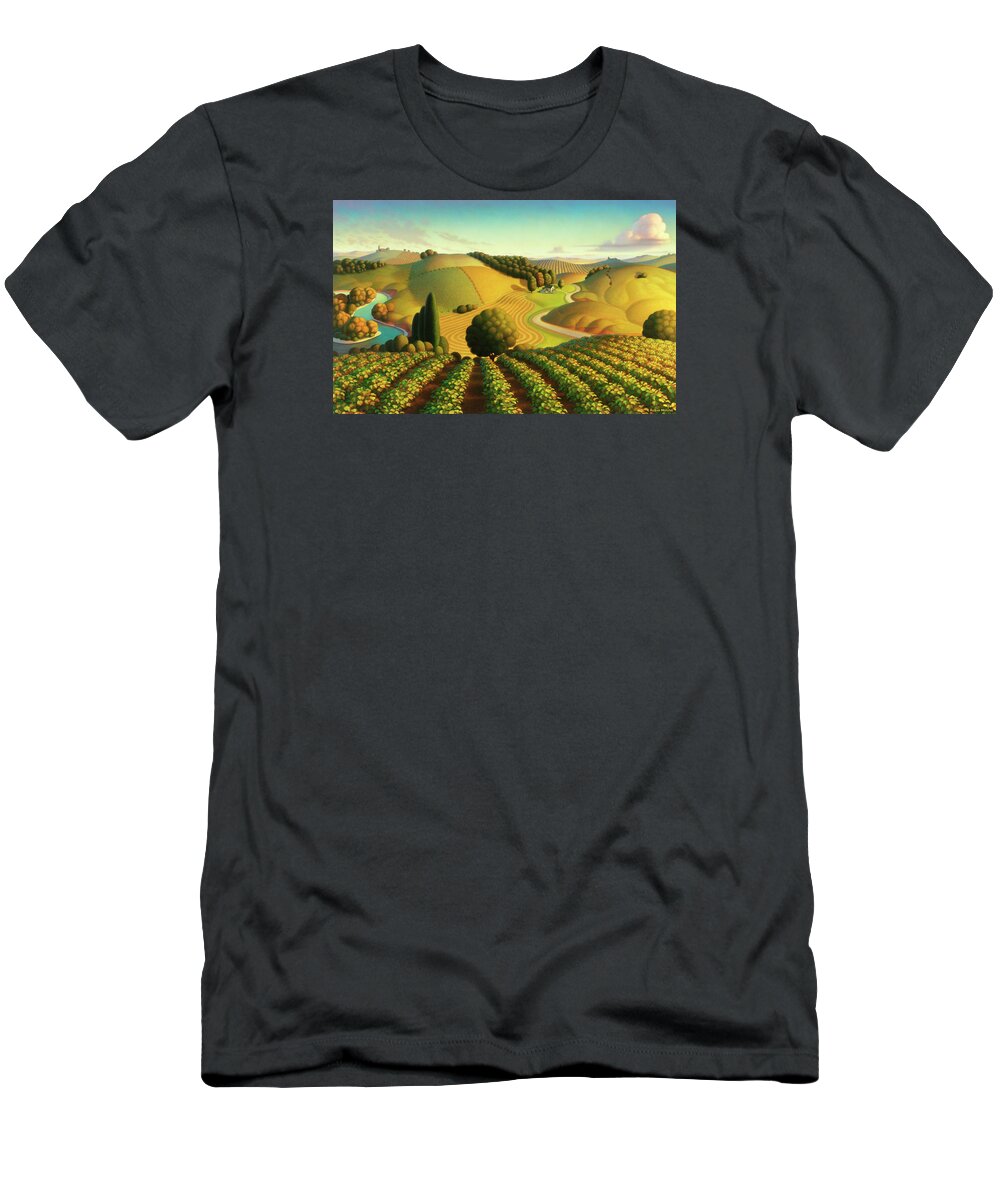 Vineyard T-Shirt featuring the painting Midwest Vineyard by Robin Moline
