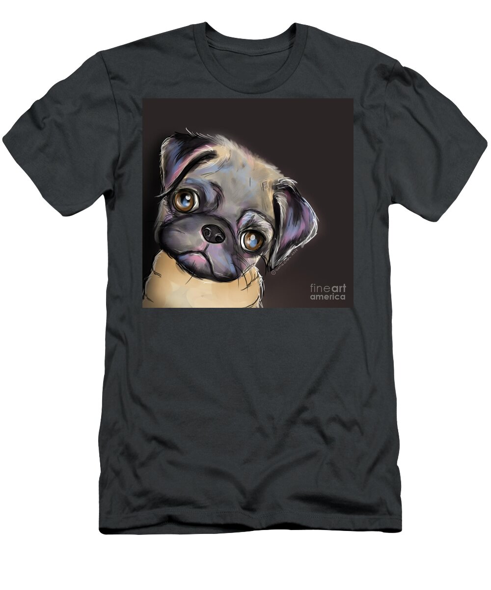 Pug T-Shirt featuring the painting Miss Pug by Catia Lee