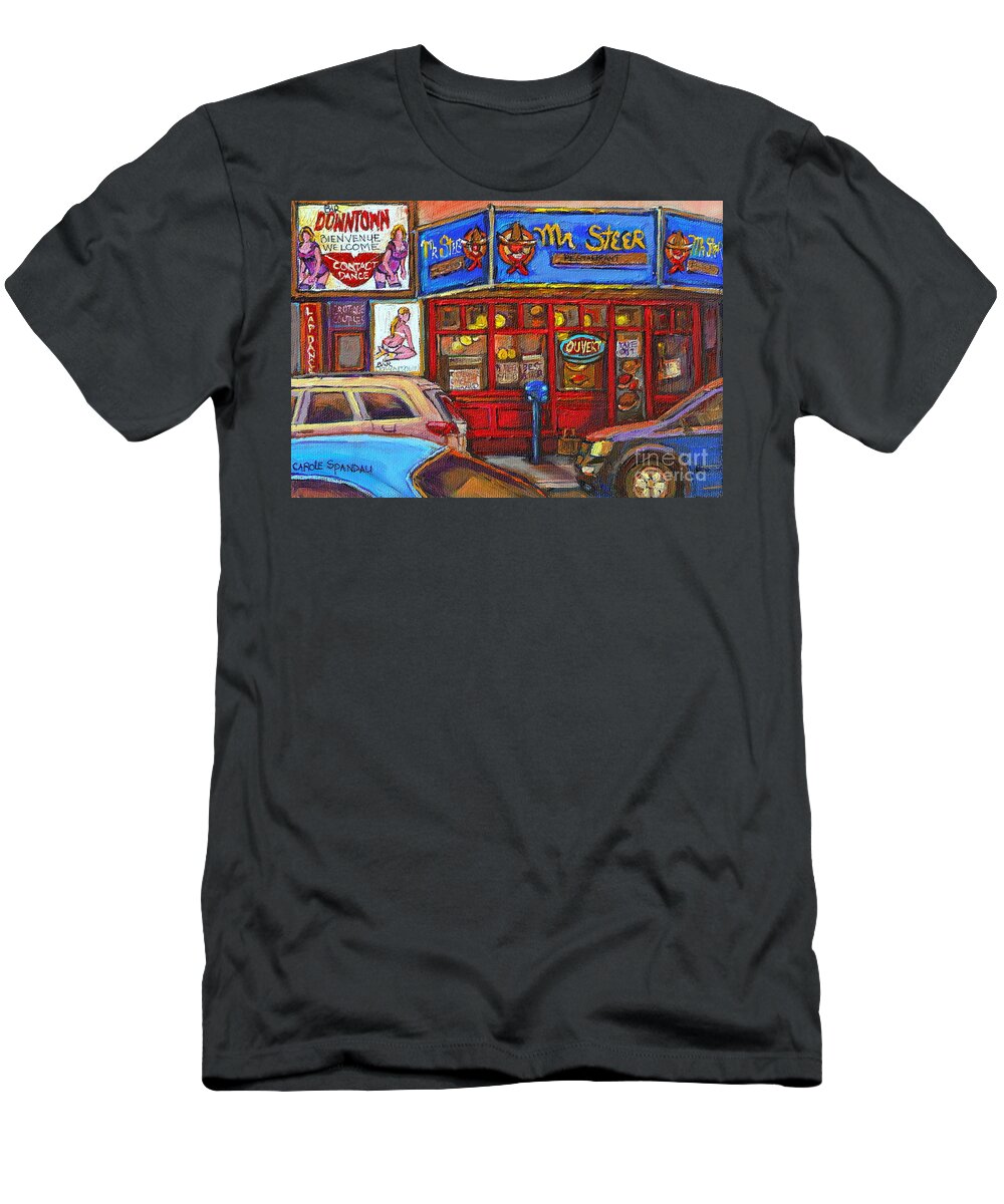 Restaurants T-Shirt featuring the painting Mister Steer Restaurant by Carole Spandau