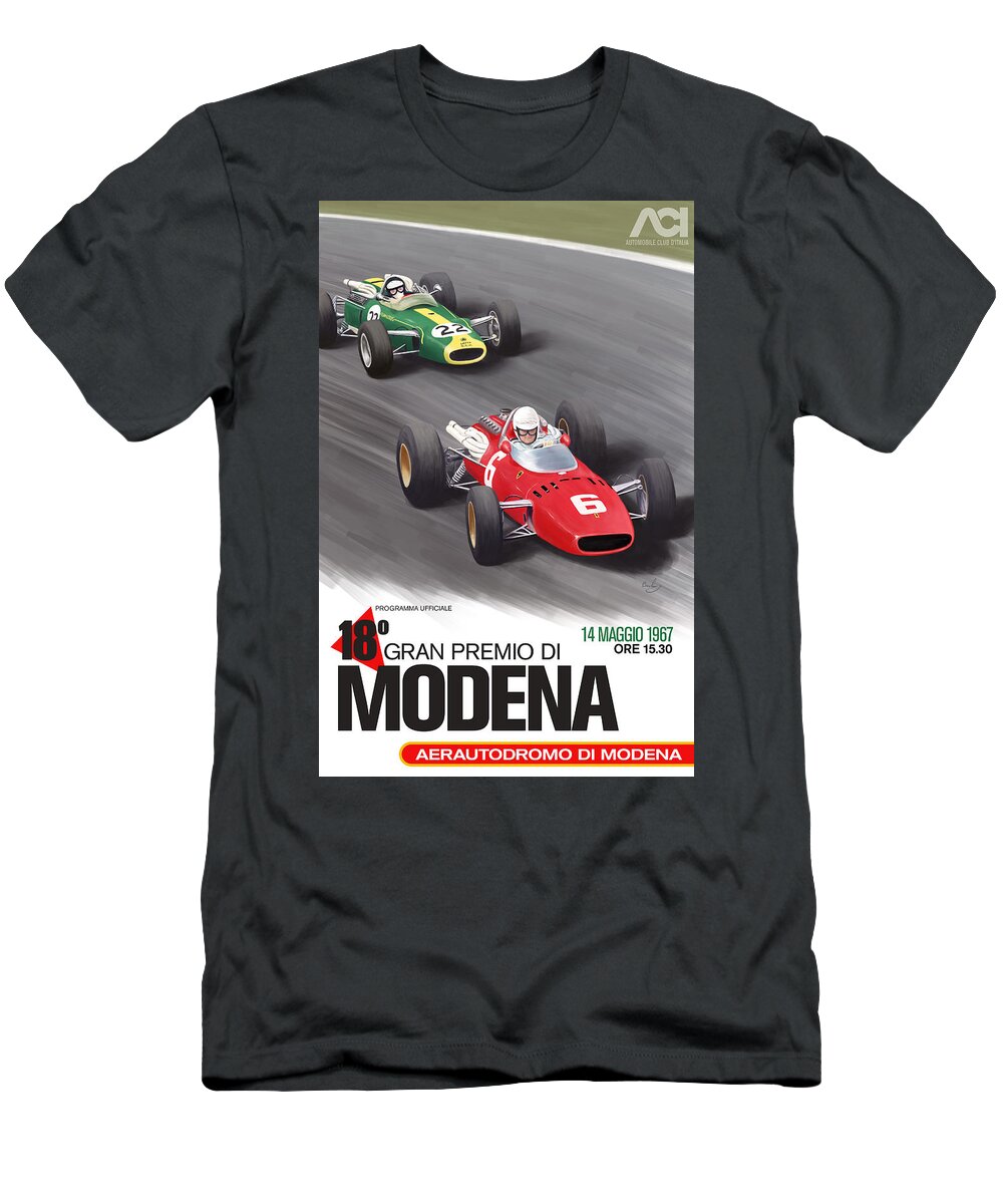 Modena T-Shirt featuring the digital art Modena Gran Premio 1967 by Georgia Fowler