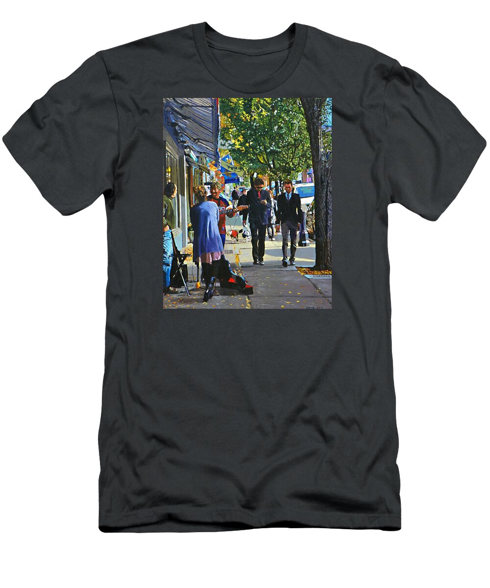 Hudson T-Shirt featuring the painting Moderne Life by Kenneth Young