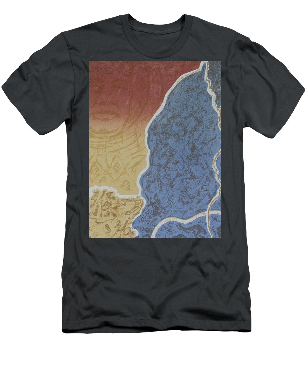 Mountain T-Shirt featuring the painting Moment of Meditation by Ousama Lazkani
