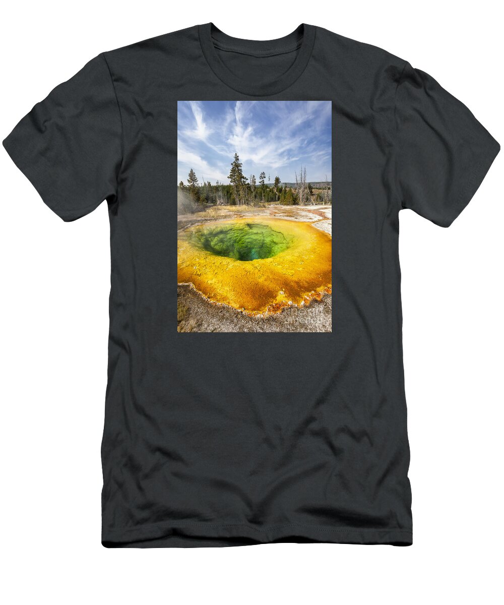 Yellowstone National Park T-Shirt featuring the photograph Morning Glory Pool in Yellowstone National Park by Bryan Mullennix