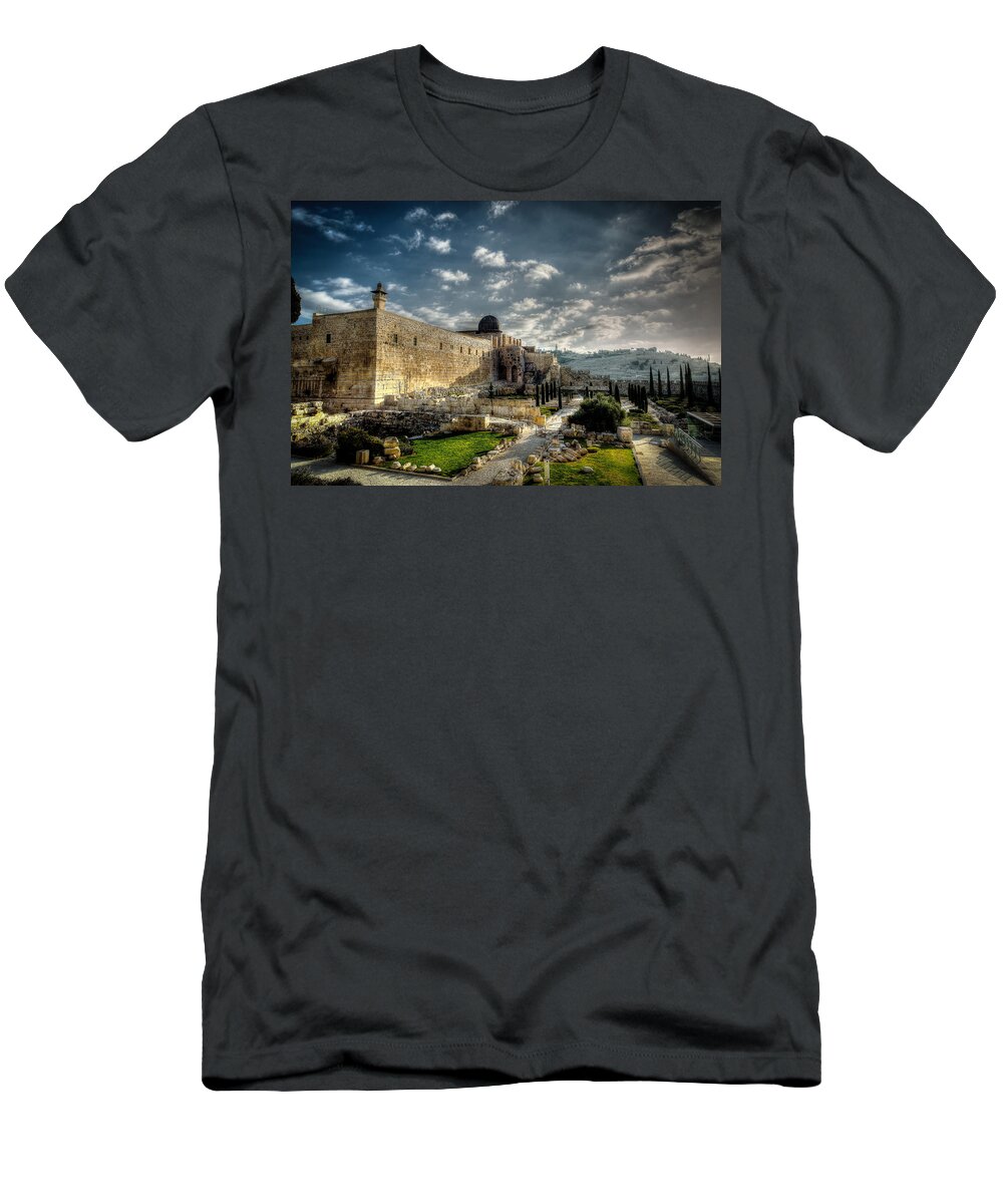 Israel T-Shirt featuring the photograph Morning in Jerusalem HDR by David Morefield