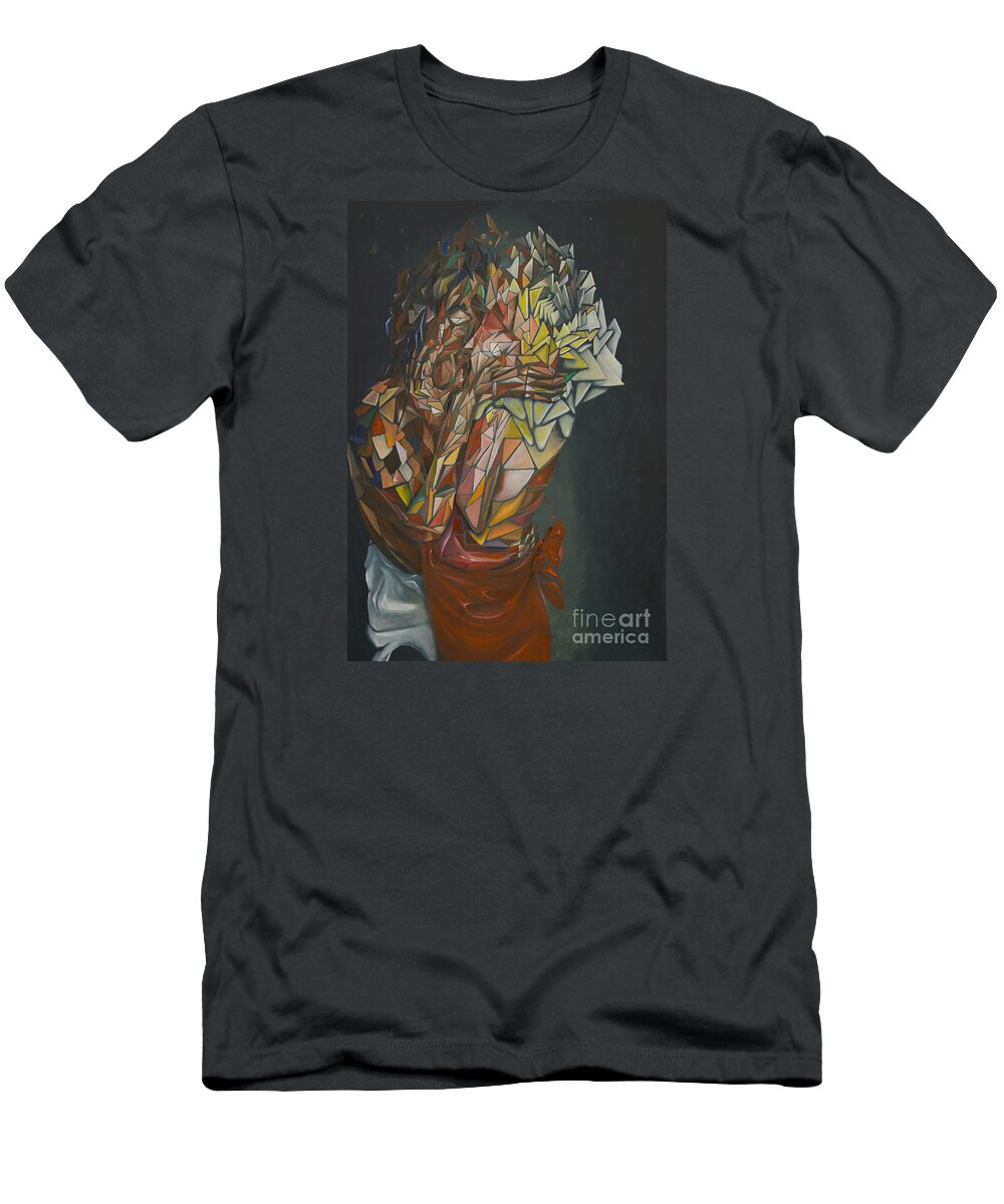 Embrace T-Shirt featuring the painting Mosaic Embrace by James Lavott