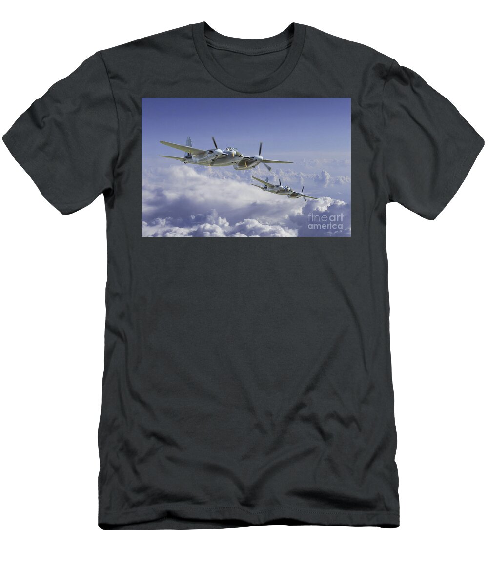 De Havilland Mosquito T-Shirt featuring the digital art Mosquito Patrol by Airpower Art