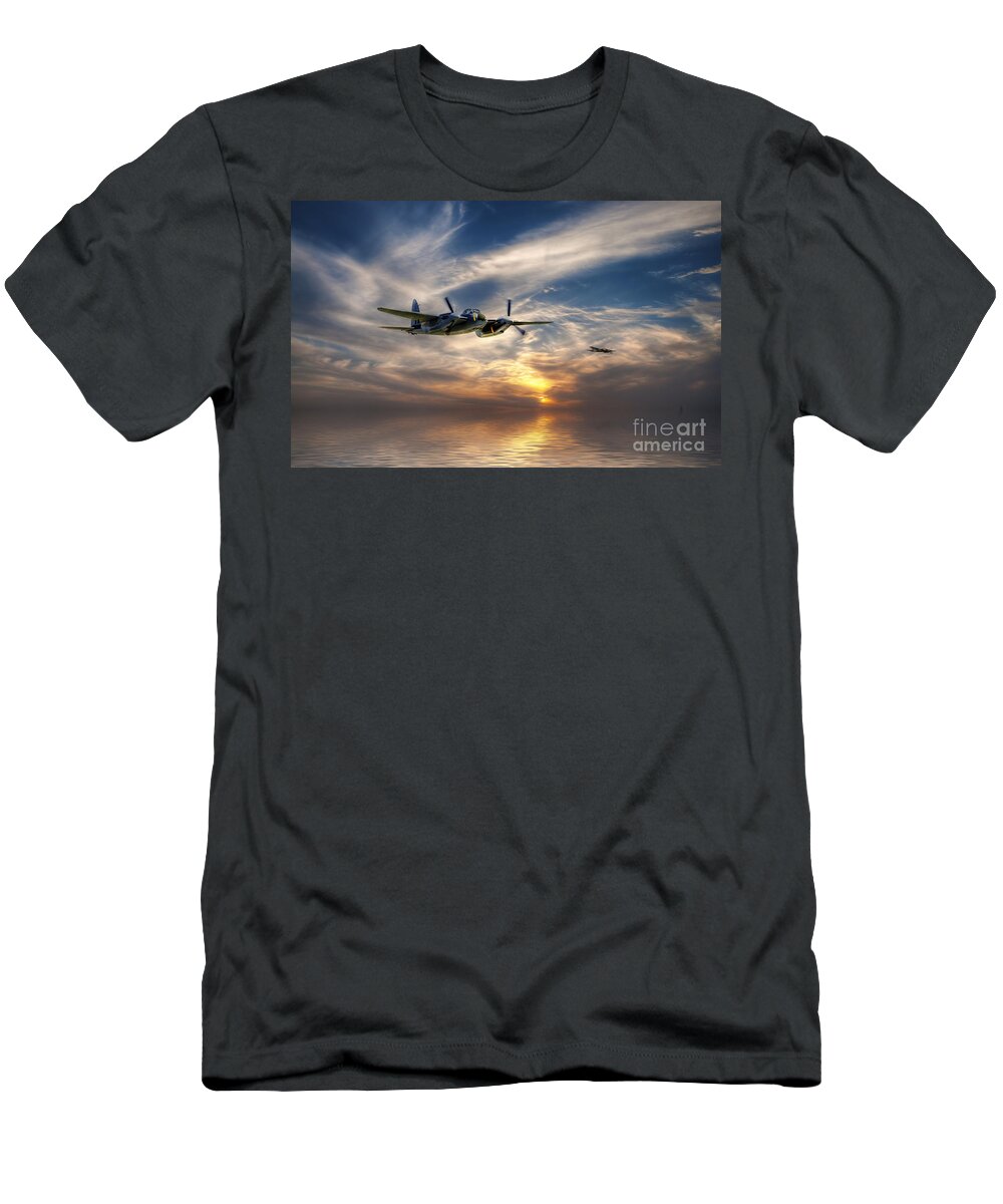 Mosquito T-Shirt featuring the digital art Mossies Head Home by Airpower Art